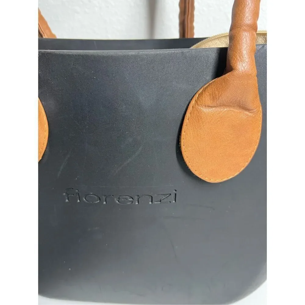RARE Fiorenzi WATERPROOF TOTE BAG W/HANDLE BLACK BROWN